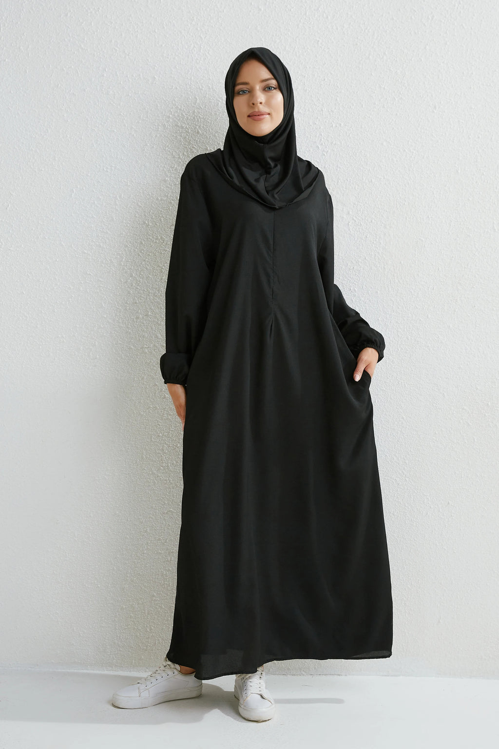 Muslim Floral Printed Full Sleeve Maxi Robe — Loose Modest Long Casual Dress