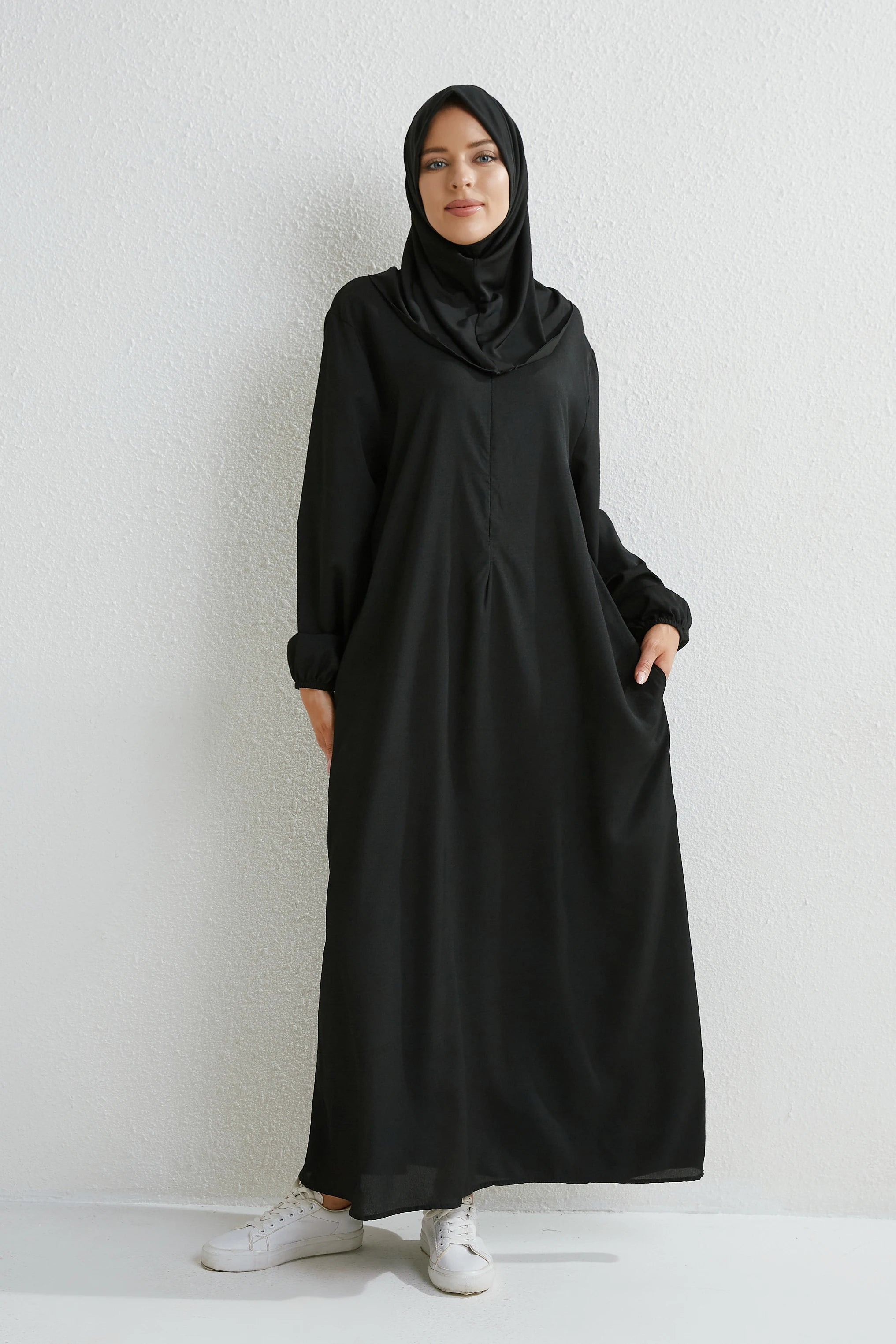 Muslim Floral Printed Full Sleeve Maxi Robe — Loose Modest Long Casual Dress