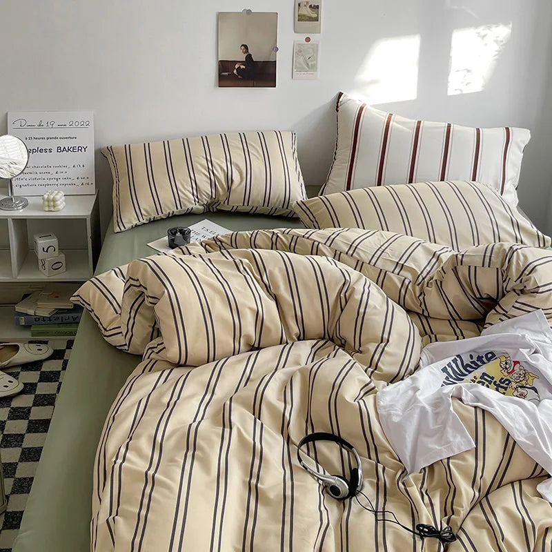 Stripe Bedding Comforter Set – Duvet Cover, Bed Sheet & Pillowcase, Single to King