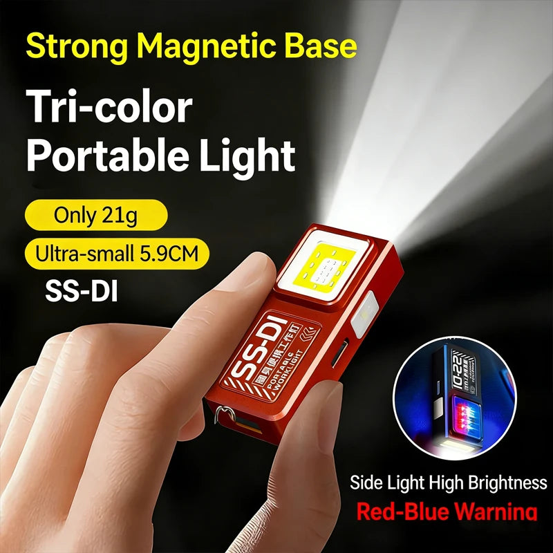 Mini COB LED Flashlight – 8 Modes, Magnetic Base, Hat Clip, USB-C Rechargeable for Camping & EDC