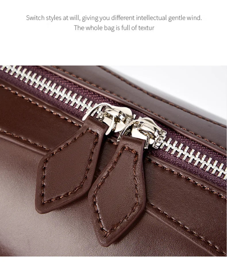 Vintage Genuine Leather Baguette Shoulder Bag – Korean Luxury Underarm Handbag for Women