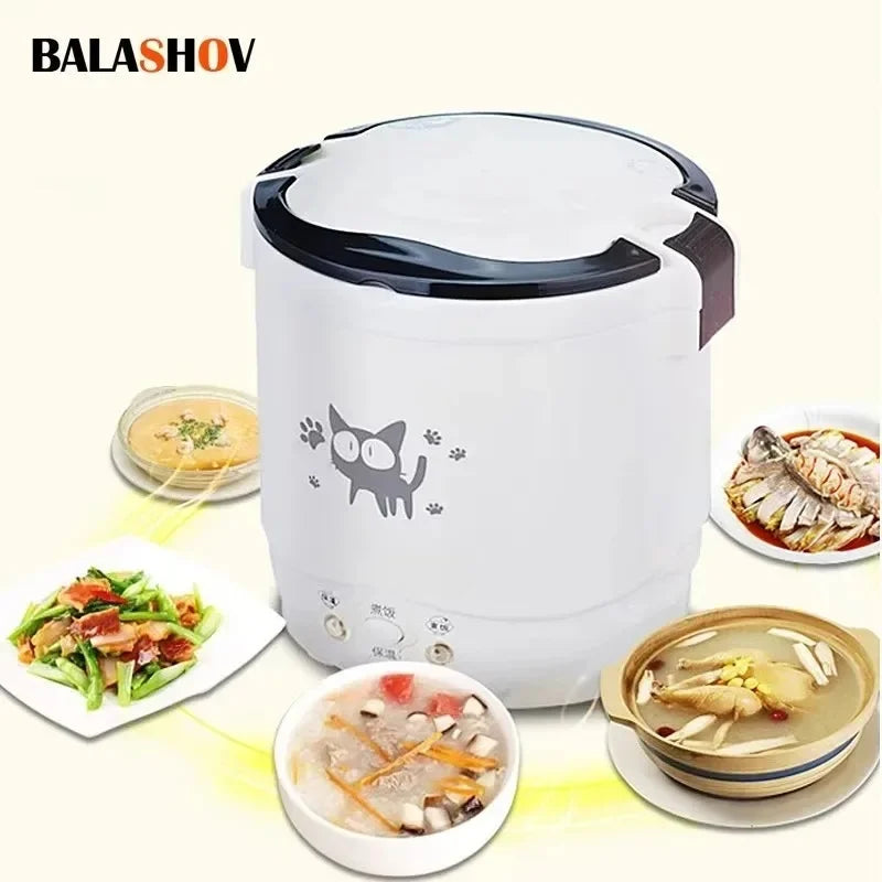 Portable Electric Mini Rice Cooker – 12V/24V/220V MultiCooker for Car, Truck & Home