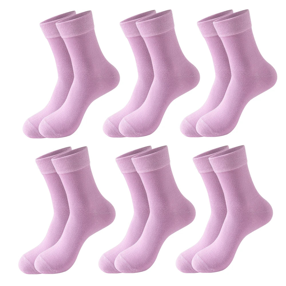Women's Diabetic Non-Binding Cotton Crew Socks – 6 Pairs Loose-Fit, Comfortable & Ventilated for All Occasions