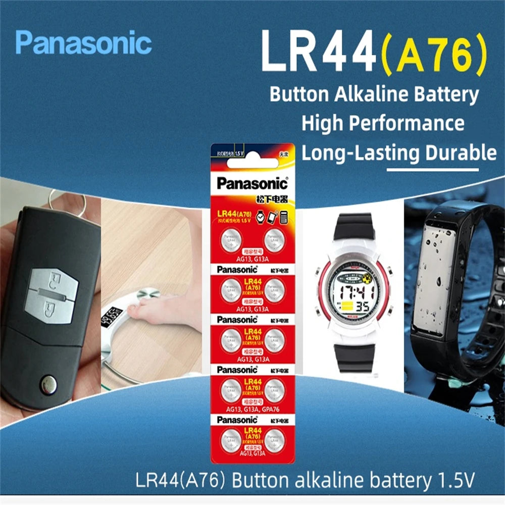 Panasonic LR44 AG13 1.5V Button Cell Battery – 175mAh SR44 LR1154 Coin Cell for Watch, Calculator & Toys