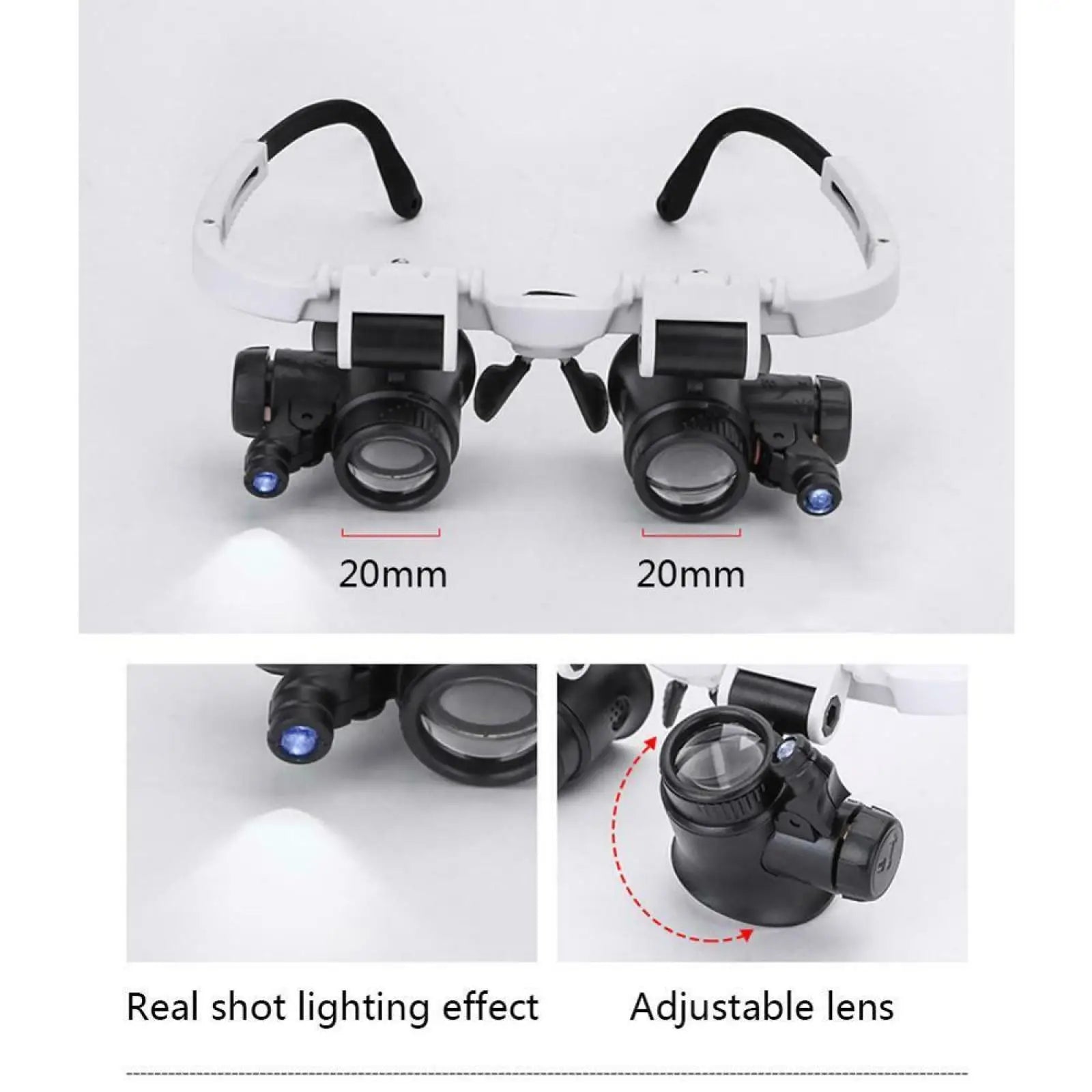 Adjustable Jewelry Loupe Magnifier — 8X 15X 23X with LED Light