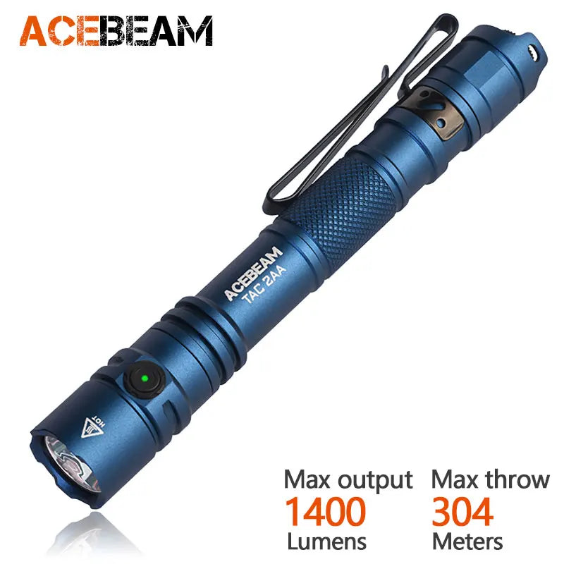 ACEBEAM TAC 2AA EDC Flashlight – Rechargeable Wide Voltage LED Torch with Self-Defense Strobe