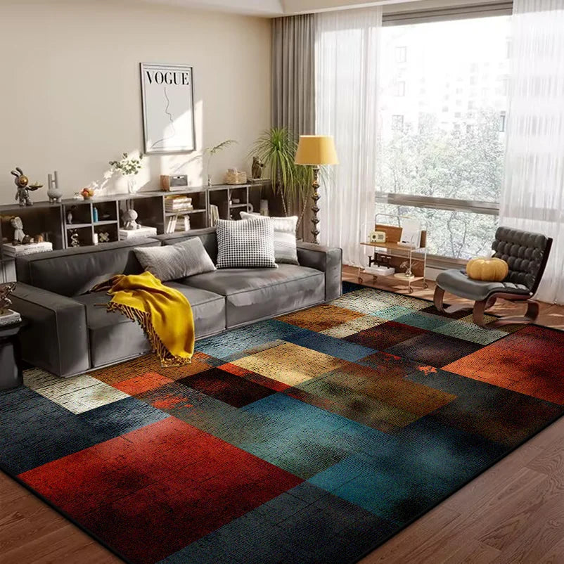 Geometric Abstract Large Area Rug – Non-Slip Custom Floor Mat for Living Room & Bedroom, 15 Colors & 15 Sizes
