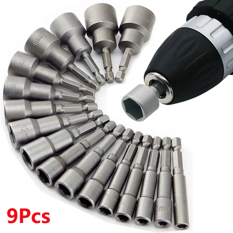 Tighten. Drive. Done. — 9-Piece Hex Socket Nut Driver Set | 5mm–13mm Sleeve Nozzles, Screwdriver Bits & Socket Wrenches