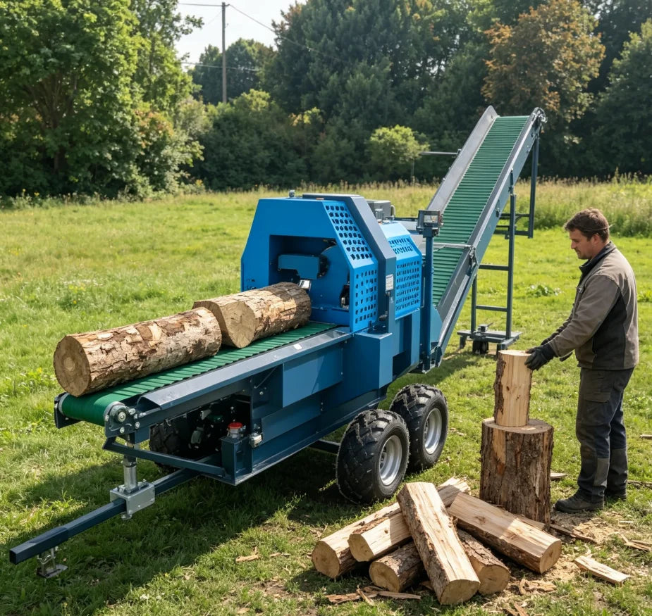 45-Ton Hydraulic Firewood Processor – Heavy Duty Log Splitter & Cutting Machine