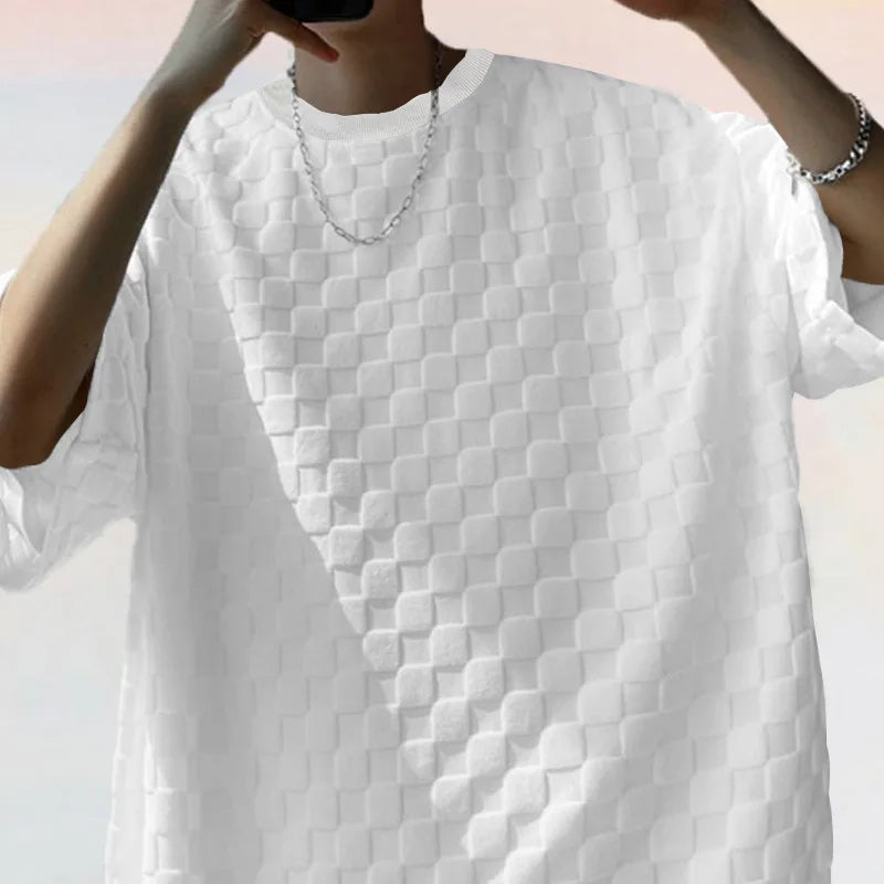 Men's Oversized Chessboard Plaid Shirt & Shorts Set – Loose Summer Leisure 2-Piece