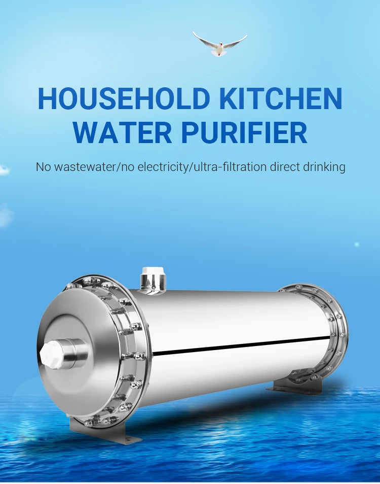 3000L Home Water Purifier — Stainless Steel PVDF Ultrafiltration, Washable & Direct-Drinking