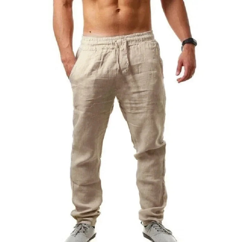 Men's Cotton Linen Long Sleeve Shirt & Pants Set – Lightweight Breathable Vacation Outfit