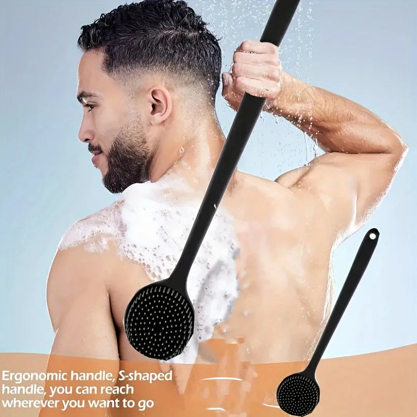 Soft-Bristle Long-Handle Bath Brush – Back Scrubber, Shower Massager & Body Exfoliator