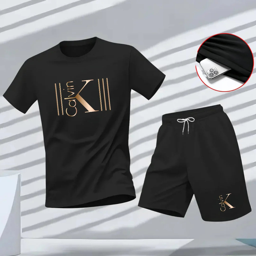 Men's Pattern Print T-Shirt & Shorts Set – Breathable Summer Streetwear Casual 2-Piece