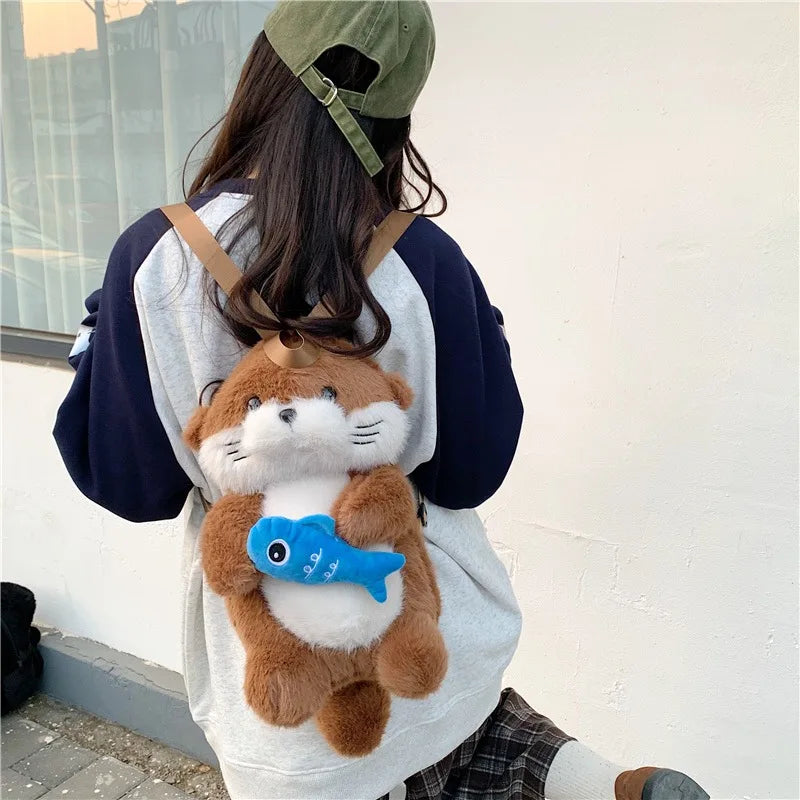 Otter Plush Backpack – Cute Stuffed Animal Bag for Kids & Girls