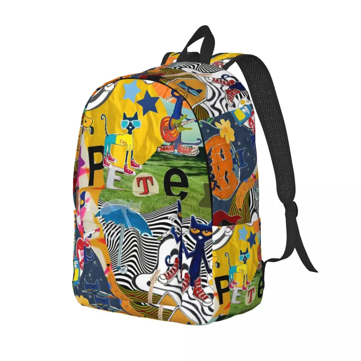 Pete the Cat Canvas Backpack – Cartoon Laptop Daypack for School & Travel