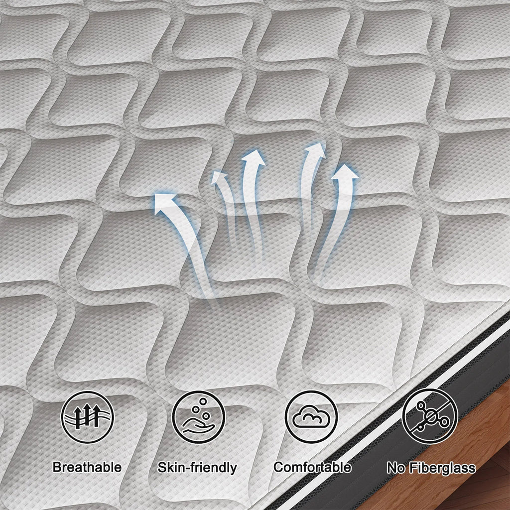 Hotel Sleep at Home — 12"/14" Gel Memory Foam Hybrid Pocket Spring Mattress | Medium Firm, Motion Isolation, Twin to King