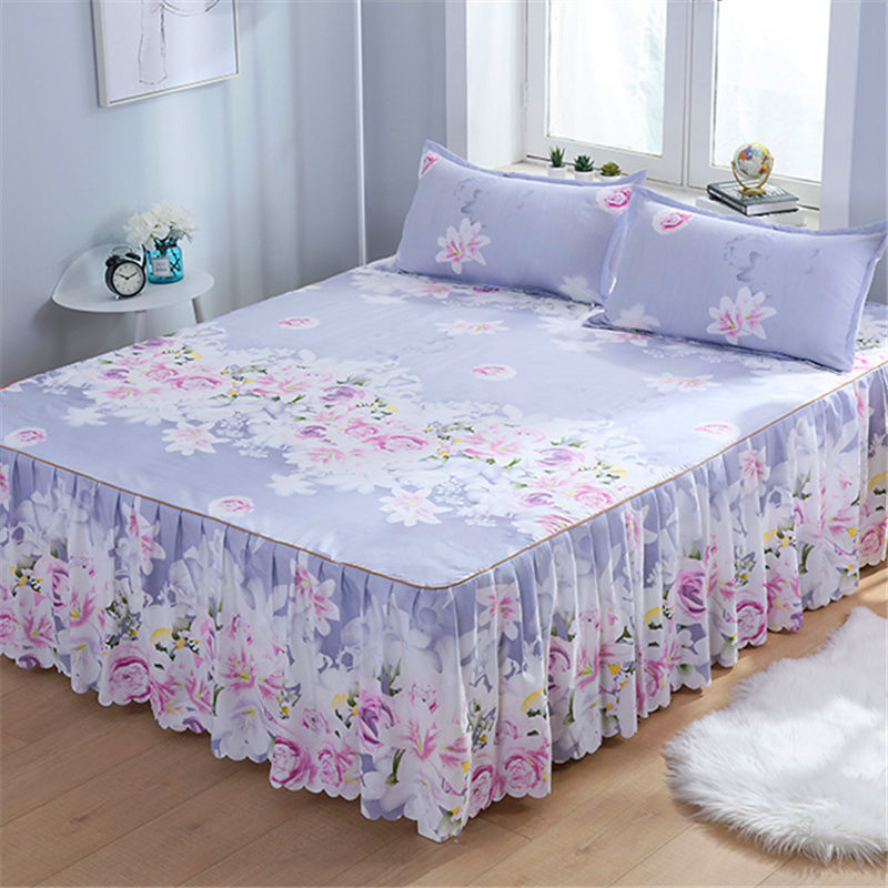 Cotton Quilted Bed Skirt – Double-Thickened Non-Slip Breathable Mattress Cover