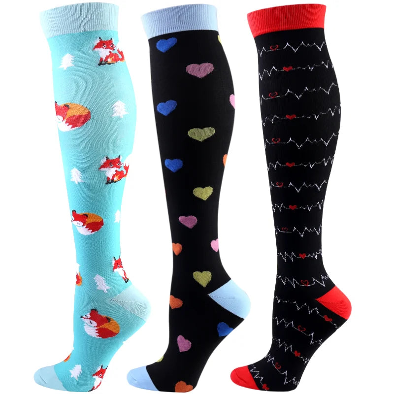 Knee High Compression Socks 20-30mmHg – 3 Pairs for Diabetes, Varicose Veins, Edema, Nurse & Running