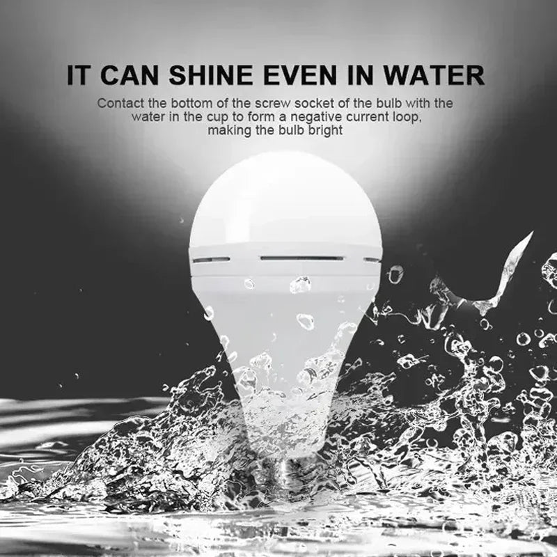 Rechargeable LED Emergency Bulb – 7W to 15W Portable Hanging Camping Lamp for Tent, Home & Power Outages