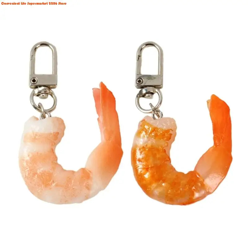 Funny Imitation Shrimp Keychain – Creative PVC Bag Pendant Key Ring for Women