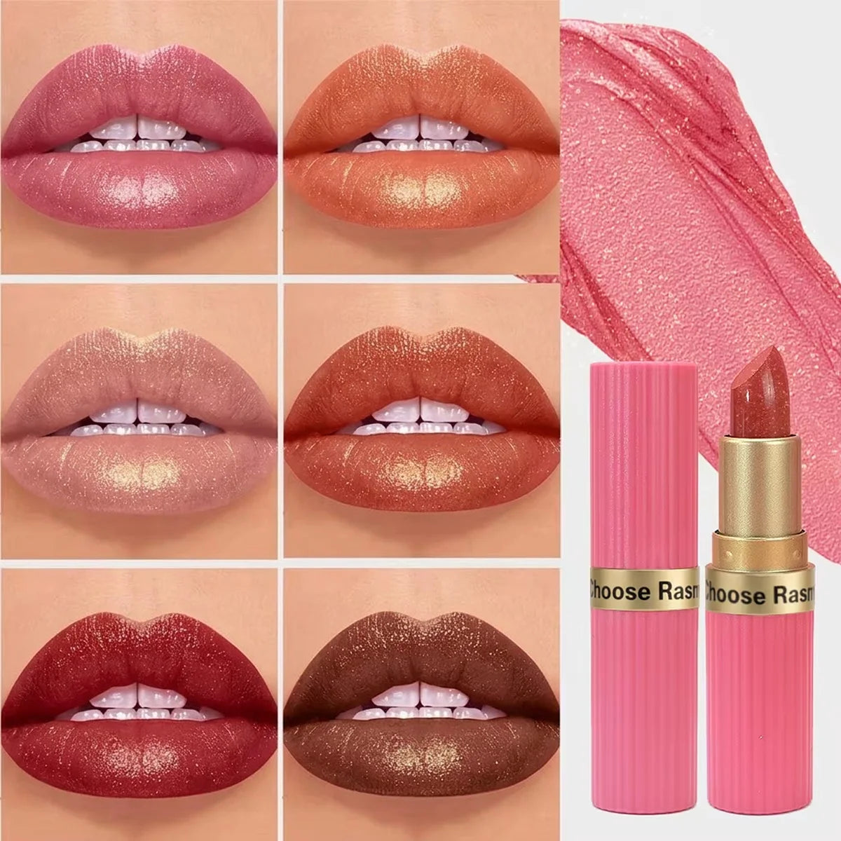 Pearlescent Glitter Velvet Lipstick — Waterproof Matte Shimmer Diamond Finish