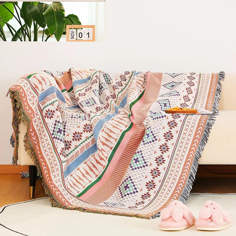 Bohemian Plaid Blanket for Sofa bed Decorative Blankets Outdoor Camping Picnic Blanket Boho Sofa cover throw Blanket With Tassel