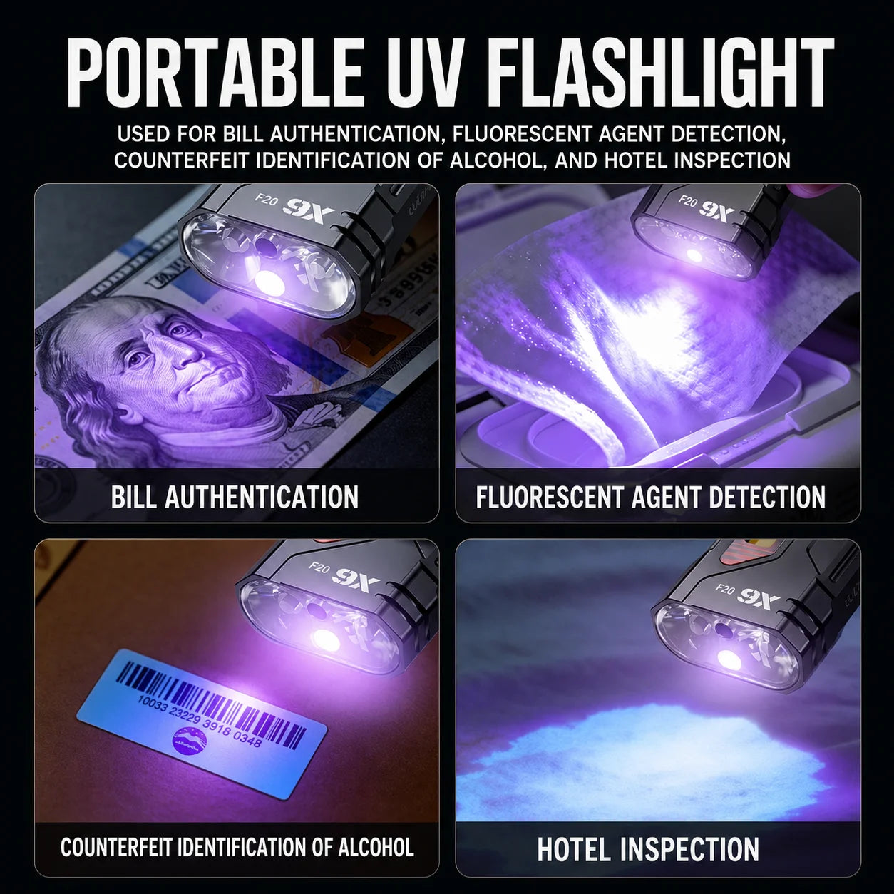 WARSUN X6 Pro – 45W Powerful Mini LED Inspection Flashlight, Magnetic Base, UV, USB Rechargeable