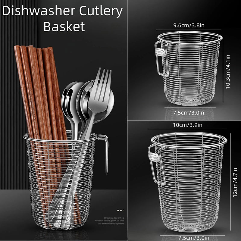 304 Stainless Steel Chopstick Holder & Tableware Drainer Basket – Wall-Hanging Kitchen Utensil Organizer