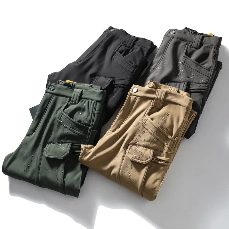 Men's Waterproof Soft Shell Tactical Jacket & Fleece Cargo Pants Set – Outdoor Hiking 5XL 6XL