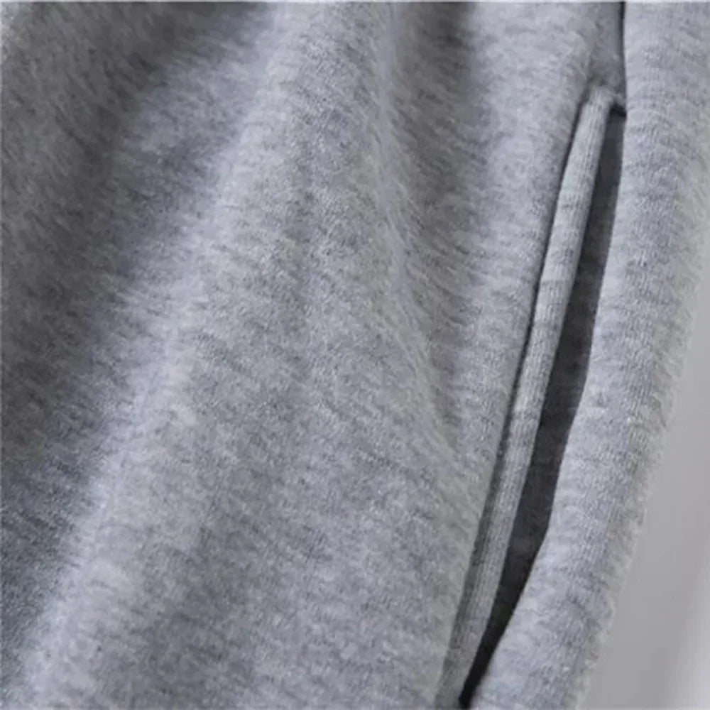 Men's Boston Print Hoodie & Velvet Sweatpants Set – Warm Autumn Winter Tracksuit