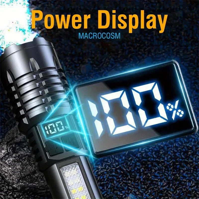 1000 Lumen LED Flashlight with COB Side Lamp – Type-C Rechargeable, 7 Modes, IPX5 Waterproof