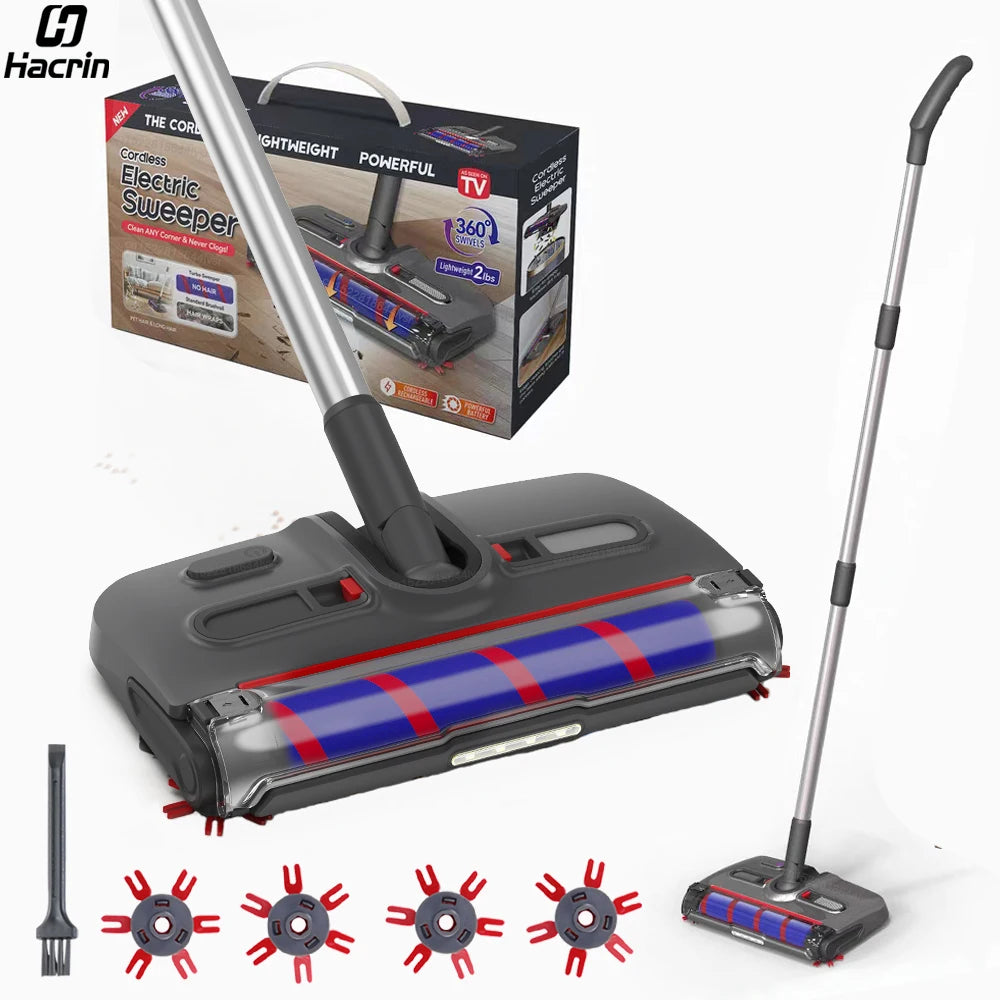 Electric Sweeper Carpet Cleaner — Wireless Portable Handheld Floor Sweeper & Rotating Electric Floor Mop for Home