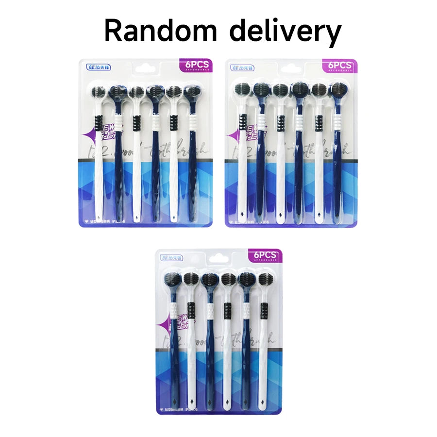 Clean Every Surface at Once — 3D U-Shaped Three-Sided Soft Toothbrush | 6pcs, 0.15mm Soft Bristles, Comprehensive Oral Cleaning for Adults