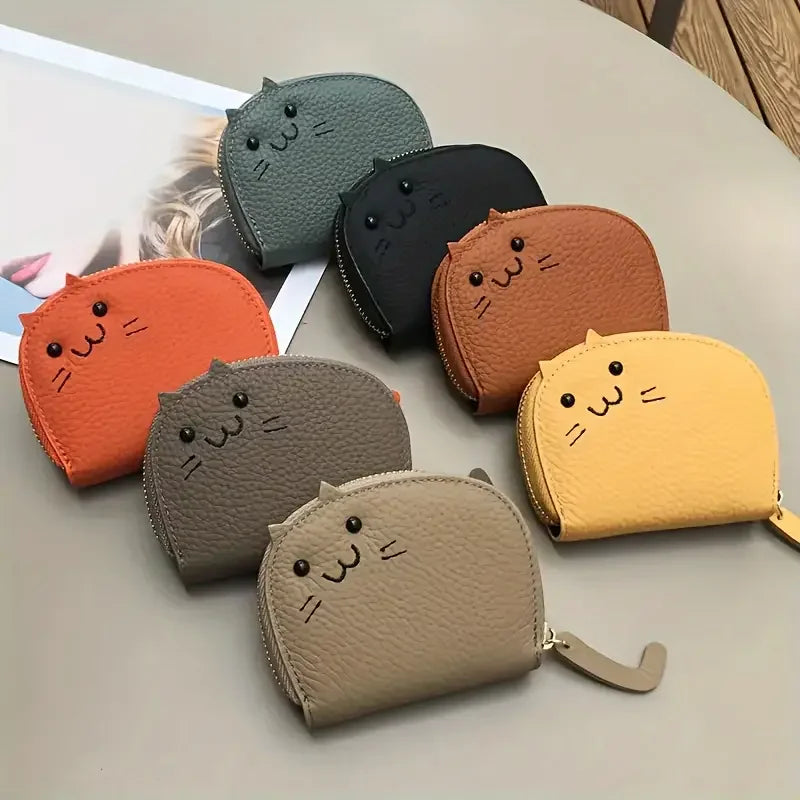 Cartoon Cat Shaped Wallet – Faux Leather Multi-Card Holder & Coin Purse for Women