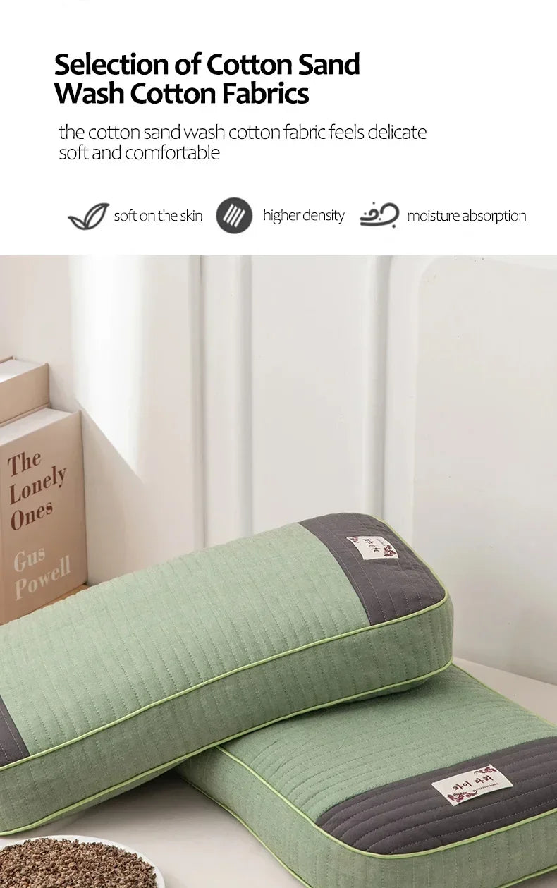 Buckwheat Pillow – Traditional Sobakawa Organic Cotton Standard Size, Cool Sleep Support