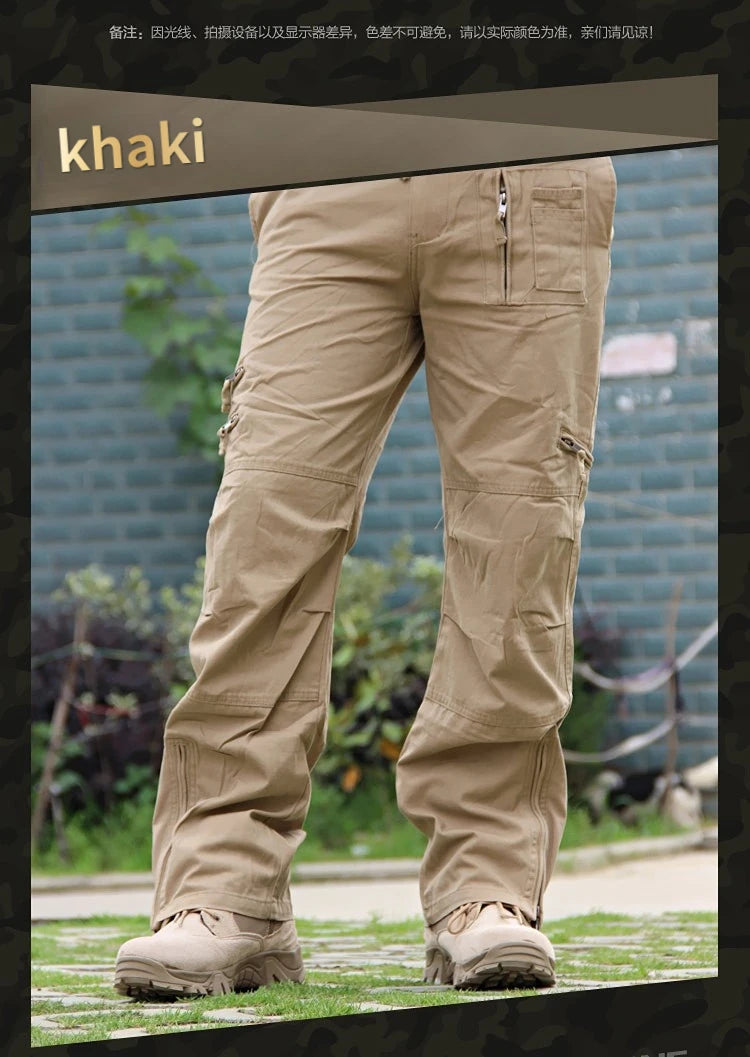 Men's Tactical Cargo Pants — Multi-Pocket Cotton Camouflage Outdoor Work Trousers
