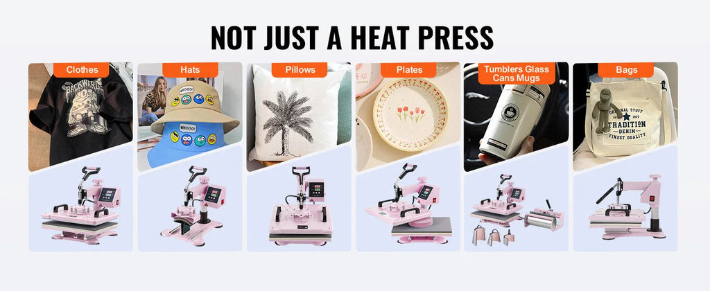SucceBuy 8-in-1 Heat Press Machine — 360° Swing Away, 12x15" or 15x15", T-Shirts, Mugs, Hats & Plates