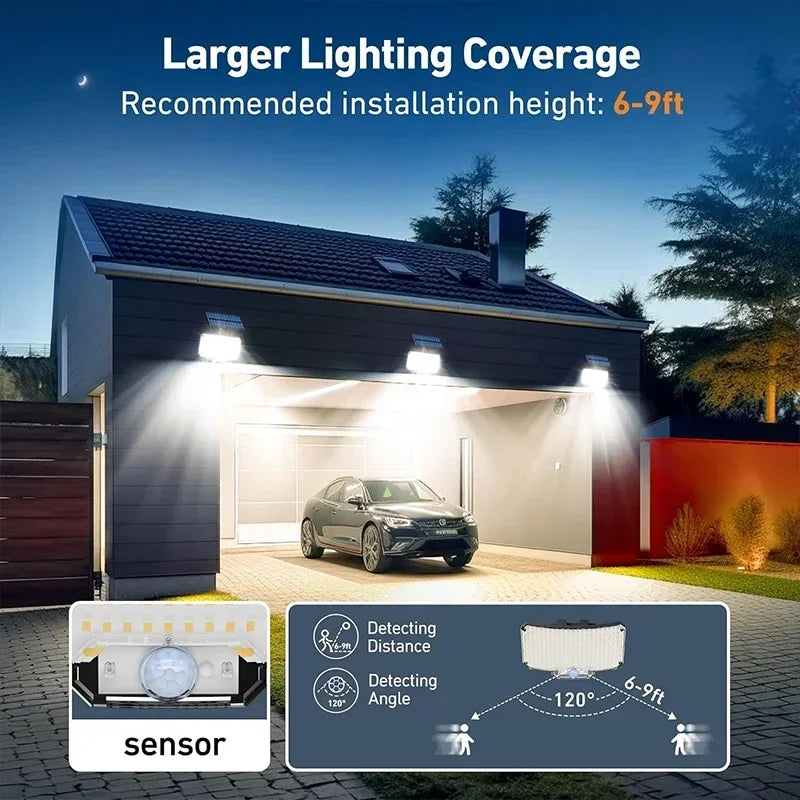 Solar Motion Sensor LED Garden Wall Lamp — 234 LEDs, IP65 Waterproof, 3 Modes with Remote (12-Month Warranty)