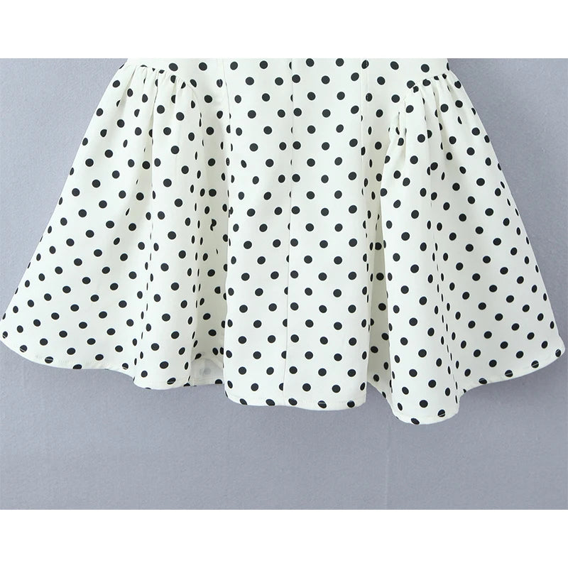 Retro Polka Dot Deep V Halter Mini Dress — Backless A-Line Slim Summer Dress