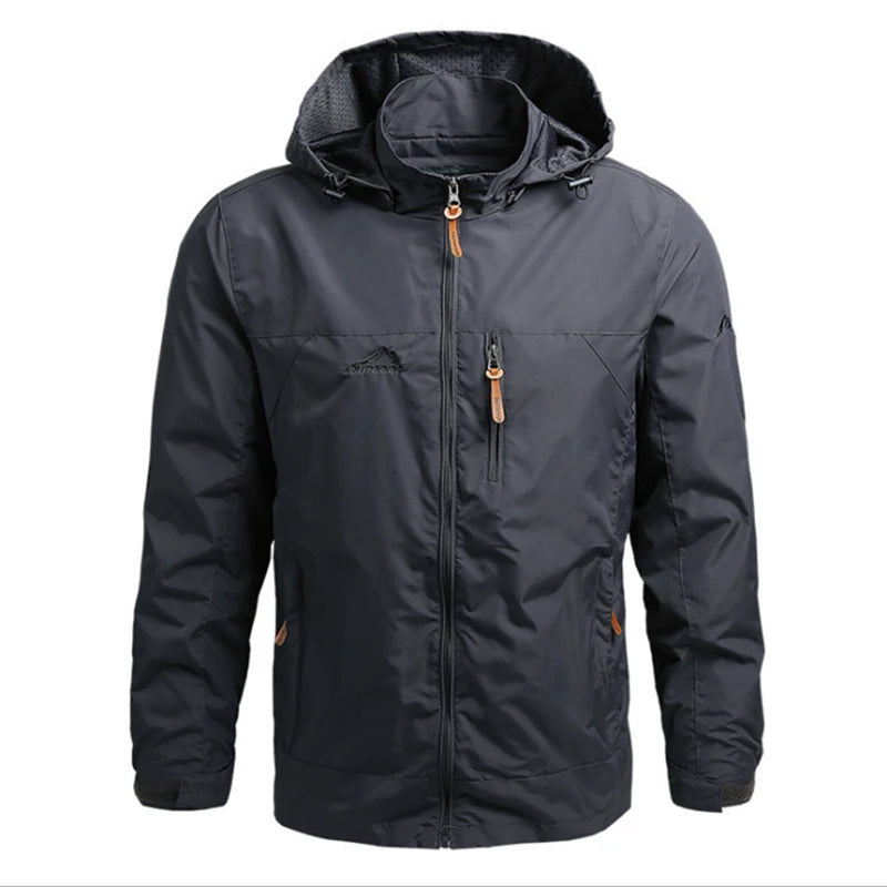 Men's Hooded Hiking Windbreaker – Multi-Pocket Jacket