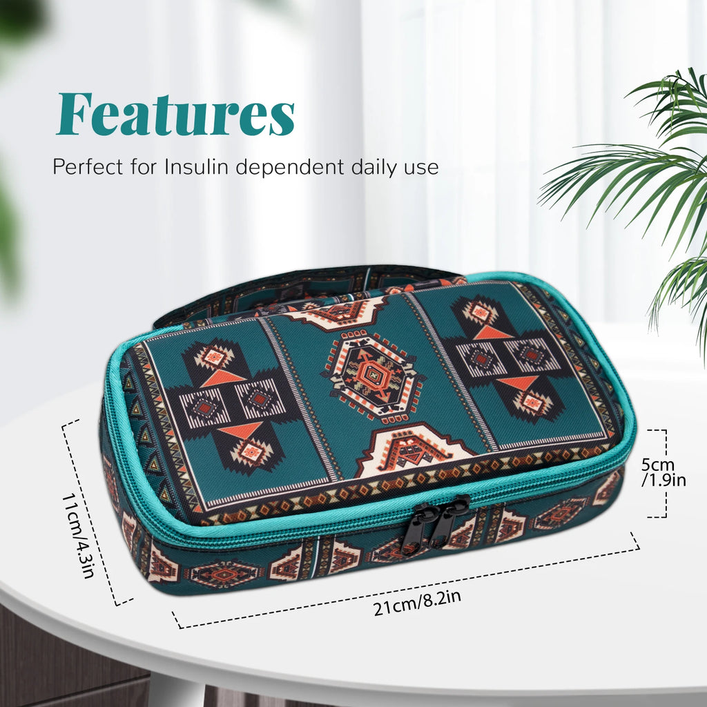 Large Portable Insulin Cooler Travel Bag – Lightweight Boho Flower Print for Outdoor Camping & Travel
