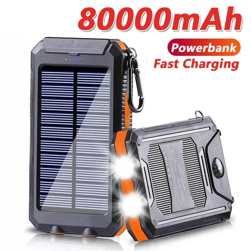 Solar Power Bank 80000mAh — Portable Outdoor Charger with Solar Panel