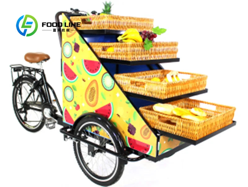 Electric Mobile Tricycle Food Display Bike Cart – Coffee & Hot Dog Vendor Bike