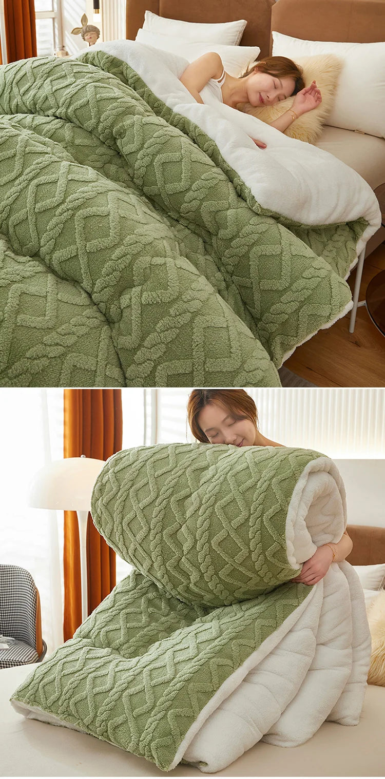 Thick Fleece Bed Blanket – Faux Lamb Plush Comfort
