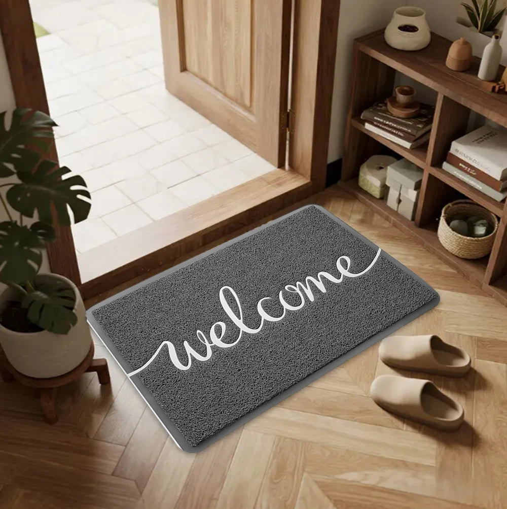Minimalist Welcome Doormat – Elegant Handwritten Text Non-Slip Floor Mat for Home Decor