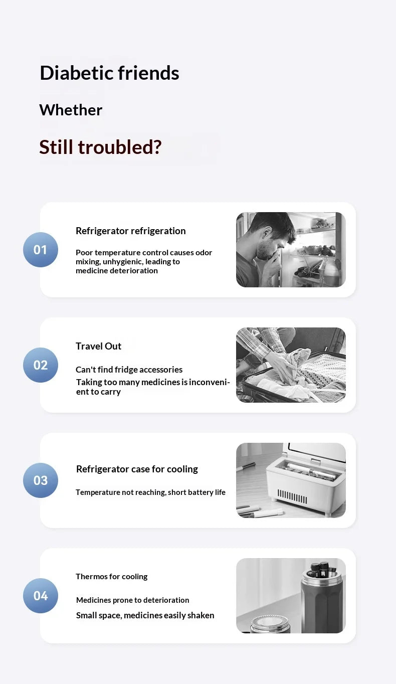 16800mAh Portable Insulin Cooler Case — Mini Medicine Refrigerator 0-18°C USB Charging Travel Cooling Box