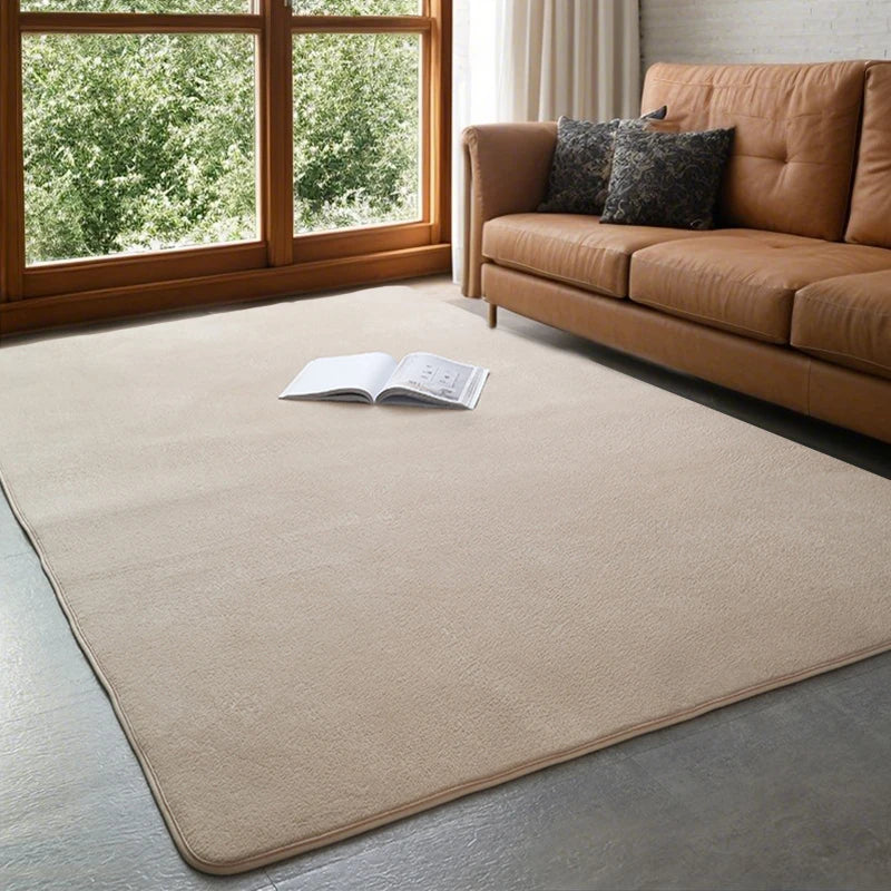 VIKAMA Solid Color Coral Velvet Rug – Soft Non-Slip Kids Play Mat & Bedroom Carpet