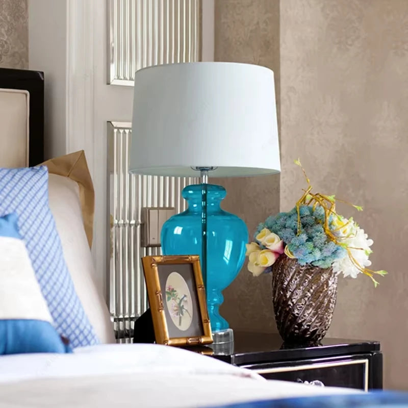 Water Ripple Table Lamp – Blue Glass Design