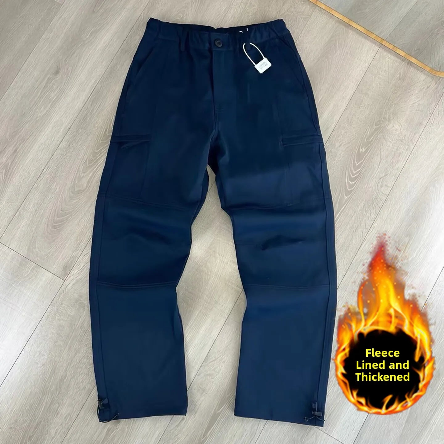 Men's Fleece-Lined Waterproof Hiking Pants — Loose Windproof Outdoor Workwear